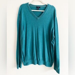 Men’s Gap Turquoise V-Neck Sweater, Size XL, 100% Cotton